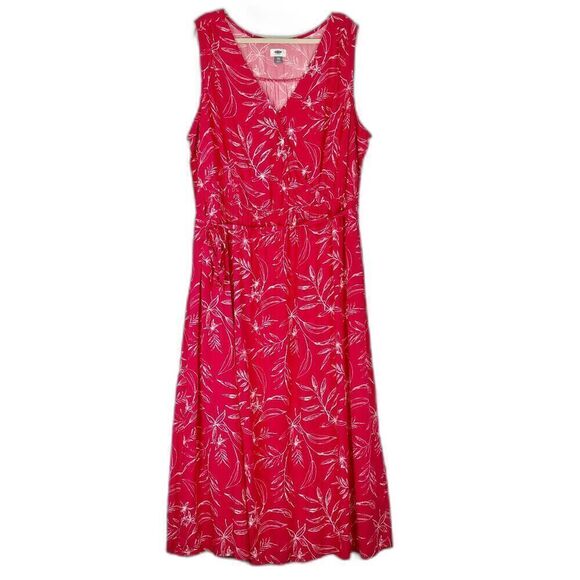 Old Navy Tie Waist Floral Maxi Dress Size XXL NWT Pink Tropical Lightweight - Picture 1 of 9